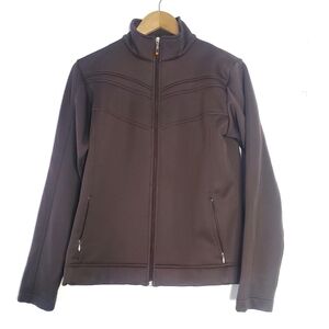 Lucy Women Track Jacket Size Large Brown Athletic Activewear Performance Neutral